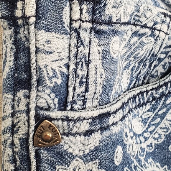 Kut From The Kloth Jeans Eva Boho Paisley Printed Denim Ankle Skinny Festival - Picture 13 of 16